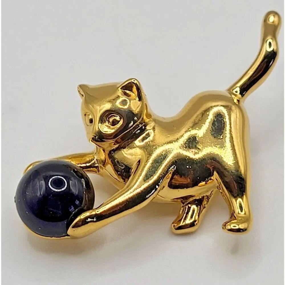 Vintage Brooch Cat Retro Collectible Pin 1.5in
